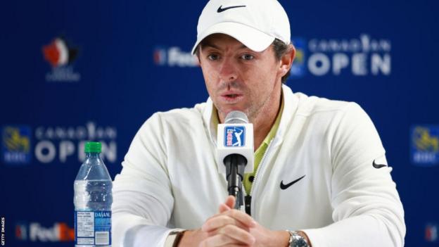 Rory McIlroy speaking at the Canadian Open