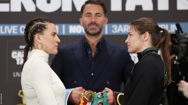 Chantelle Cameron faces off with Katie Taylor